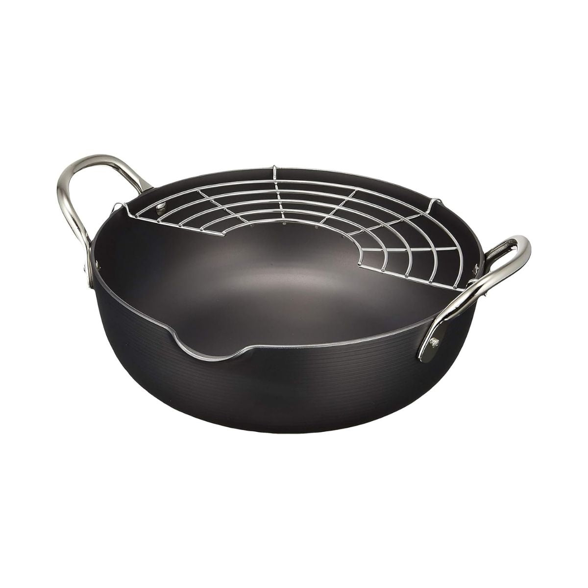 夢幻窒化鐵製天婦羅炸鍋 24cm|3mm板厚|不易生鏽|極鐵鍋