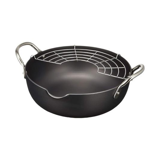 夢幻窒化鐵製天婦羅炸鍋 24cm|3mm板厚|不易生鏽|極鐵鍋